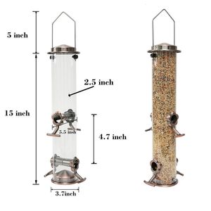 Garden Decorations Automatic Bird Feeder Food Bowl Outdoor Vintage Decoration SquirrelProof Close Nature Hanging Steel Metal Art Sensation 230729