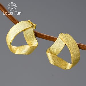 Stud Lotus Fun 18K Gold Vintage Basit Geometrik Üçgen Kadınlar İçin Sıradışı Parti Küpeleri Gerçek 925 Sterling Gümüş Güzel Takı 230729