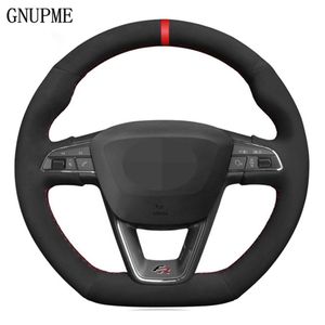 Hand stitched Black Suede Car Steering Wheel Cover For Seat R Leon ST Cupra Ateca FR265T