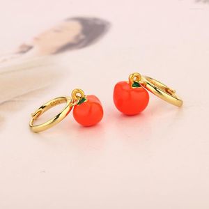Hoop Earrings Fashion Enamel Fruit Collection Dangle Drop For Women Orange Pendant Piercing Pendientes Jewelry