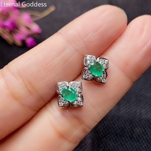 Stud orygine 925 Srebrne Kolki S Green Emerald Jewelry Natural Stone Prezenty urodzinowe 230729