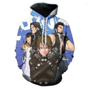 Мужские толстовины крутой аниме 3D Фильм Gantz Printed Hoodie Unisex Fashion с длинным рукавом смешной плюс размер негабаритный