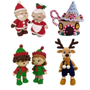 Torkade blommor Santa Claus Par Virkningssats Jul Elf Deer Diy Sticking Amigurumis Doll Crocheting XMS Craft Sats med fullt inställt material 230729