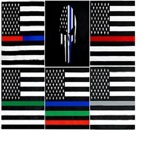 Bandeira dos EUA VidasIlhós de latão de matéria Matter Police Honring Officer Law Enforcement Officer Linha cinza fina inteira 3'x5' Ft2793