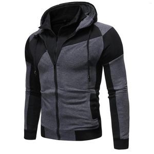 Sudaderas con capucha para hombre, chaqueta a rayas para hombre, chaqueta de plumón para hombre, manga larga, bloque de Color, doble capa, cremallera, colas con capucha, camisas de franela