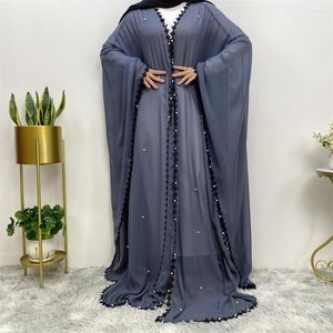 Etnik Giyim Avrupa ve Amerikalı Müslüman Trendi Dantel Patchwork Gevşek Boncuklar Kadınlar İçin Uzun Kollu Hardi Bornozu Abaya Kimono