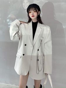 Women's Suits Women Clothing Blazer Jacket Coat Spring Autumn White Black Cardigan Loose Chic And Elegant Woman