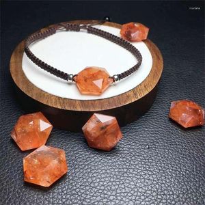 Bangle Natural Red Fire Quartz Hematoid Hexagram Bransoletka Crystal rzeźbia Kobiety Uzdrawianie szlachetnego prezent świąteczny Moda 1pcs