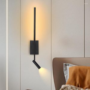 벽 램프 현대식 LED 침대 옆 옆 옆 거실 스콘 방지 거실 배경 간단한 회전식 조절 식 홈 장식 나이트 라이트