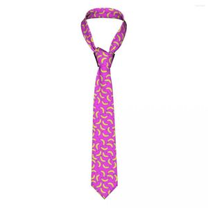 Papillon Banana Su Fondo Rosa Cravatta Uomo Donna Seta Poliestere 8 Cm Collo Classico Per Abiti Accessori Cravatta Matrimonio Ufficio