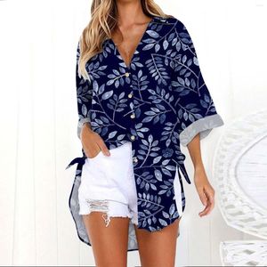 Women's Blouses Fashion Woman Blouse 2023 Cotton Button Down V Neck Loose Outfits Workout Collared Floral Short Sleeve Lady Shirts Blusa