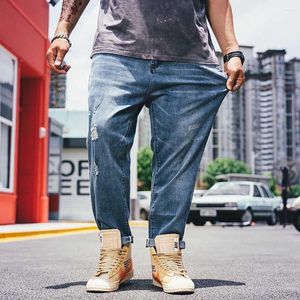 Jeans Masculino Moda Rasgado Harém Calças Denim Casuais Calças Largas Soltas Streetwear Hiphop Plus Size Joggers Desgastados