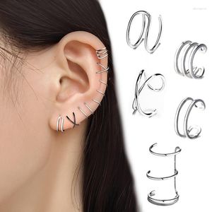 バックイヤリングYuedane Silver Color Color Clip for Women Men Creative Simple C Ear Cuff Non-Piercing Trend Jewelry Gift