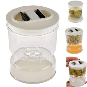 Lagringsflaskor timglas burk torr våt separering dispenser med lock plast pickle transparent tank kök föremål jäsning mat