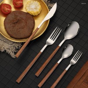 Flatvaruuppsättningar 20/30 st rostfritt stål bestick Set Tabellerna Plasthandtag Bord Knivgaffel TEA SPOON TREA CILD CILDERS SIVERSIDARE