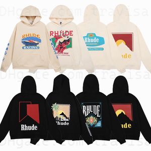 2023 New Rhude Hoodie 23ss Mens Womens Designer Hoodies Homens Mulheres Moletons para Outono Moda Casual Pullovers Us Tamanho S-XL