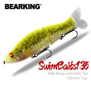 Baits Lures BEARKING Top Fishing 135mm 1oz Jointed minnow Wobblers ABS Body with Soft Tail SwimBaits soft lure for pike and bass 230729