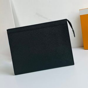 7A Clutch, Toilettenartikel, Kosmetik-Ordner, Büro, Abend-Pochette, Geldbörse, schwarzes Kreuz, Palmenstruktur, Leder, Metall, Buchstaben, Mode, Reisen, 27 cm, mit Box L191