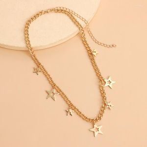 Pendant Necklaces Necklace Women Pentagram Woman Chain Charms Girl Jewelry Gold Color Trendy European Metal Zinc Alloy Halskette
