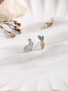 2023 New Cute Little White Rabbit Radish Style Female S925 Sterling Silver Earrings Fashion Trend Creative Accessories