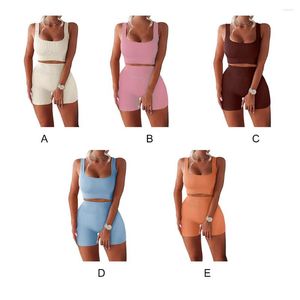 Aktiva uppsättningar 2 stycken Set Women Vest Shorts Travel Yoga Crop Tops Pants Kit