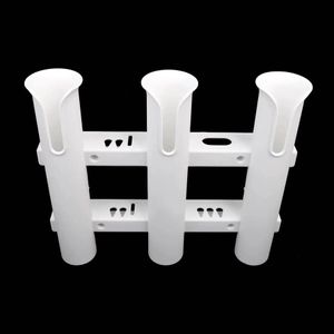 Boat Fishing Rods 3 Tubes Link White Plastic Rod Racks Holder Socket for Marine Box Kayak Yacht 230729