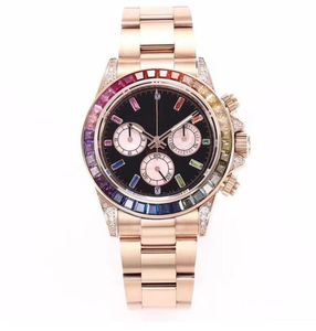 Męski sportowy zegarek mechaniczny, ręcznie wstawka diamentowa, wodoodporna świetlista, średnica 40 mm, wybór w stylu Rainbow Diamond Star