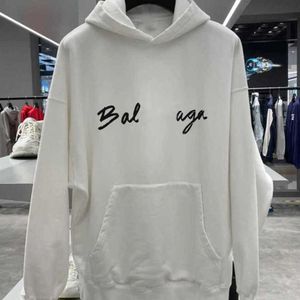 Projektant 23SS Balenciagas Fashion Graffiti Blufiti Autumn and Winter Classic Button Hoodoved Sweter Lose Casual Printed Bluies