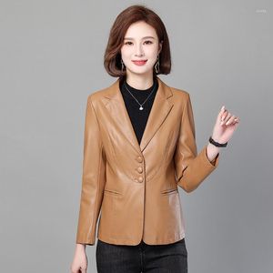 Women's Leather Spring Soft Jacket Women Korean Fashion Coat Faux Jackets Ladies Casual Blazer Femme