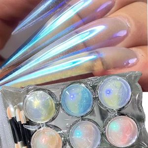 Nail Glitter Aurora Mirror Nail Glitter Powder Rubbing Dust Pigment Chrome Iridescent Holographic Nail Art Decorations for Manicure 230729