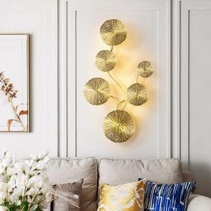 Vägglampa nordiskt guld lotus blad led ljus retro design för industriell dekor rostfritt stål sconce inomhus belysning fixtur