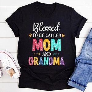 Herren T-Shirts Damen Vintage Blessed To Be Called Mom And Grandma Bedrucktes T-Shirt Casual Basic O-Ausschnitt Mädchen Y2K T-Shirts Damen Tops T-Shirts