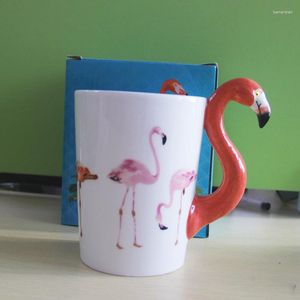 マグ3Dフラミンゴマグカップ手描きセラミックコーヒーカップかわいい動物