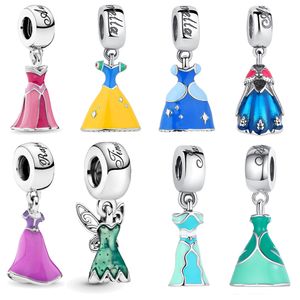 Beliebte String Charms Prinzessin Kleid 925 Silber Schmuck Zubehör Rock Anhänger DIY passen Pandora Armband für Frauen Designer Halskette Love Beads