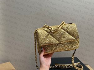 19bag 1:1 7A Mirror Quality Shoulder Bag Women Chain Chain Luxury Sequins Bag Classic Diamond Plaid Leather Designer Bags