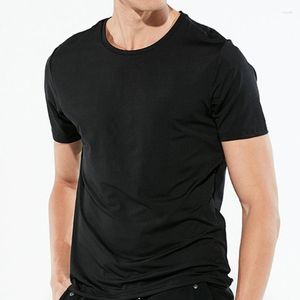 Garnitury męskie A2352 koszule szybkie suche sport męskie Czarne krótkie rękawy swobodny lód jedwabny T-shirt solidny luźne o-dółka