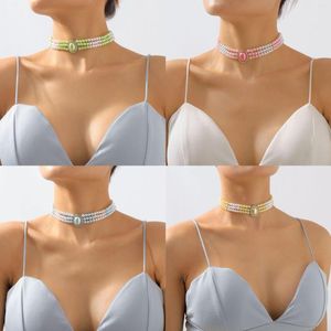 Choker Vintage Multi-Layer Pearl Necklace For Women Wedding Party Multi-Color Beads Braelets Female SMEYCHET SET