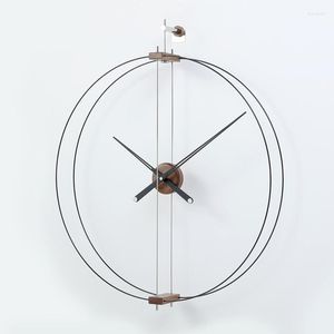 Väggklockor stora Spanien Luxury Clock Metal 3D Clcoks Home Decor Walnut Living Room Big Nordic Modern Horloge Murale Gift Sygm