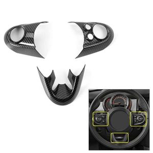 Steering Wheel Covers 3Pcs Set Carbon Fiber Style Frame Cover Trim For MINI Cooper F55 F56 2021-2021 Car Interior Decorative Acces2219