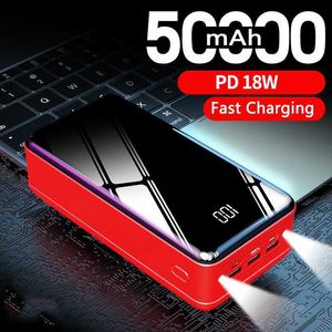 Bancos de energia do telefone celular 50000mAh Power Bank para iPhone iPad Huawei Samsung Xiaomi Poverbank portátil carregador de bateria portátil PowerBank 50000 para telefones L230728