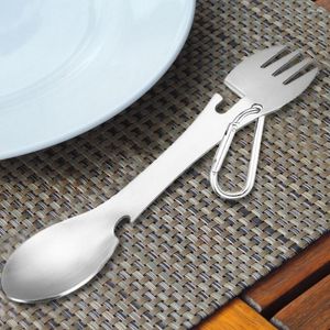 Conjuntos de louça 5 em 1 utilitário Spork Camping utensílio multifuncional integrado garfo e colher com porta de escalada para caminhadas/mochilão