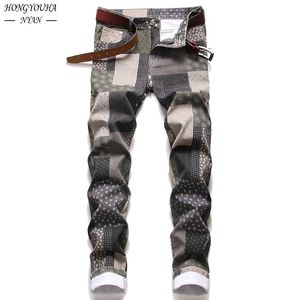 Mäns jeans Autumn Printed Mens Classic Regular Fit Jeans Man Loose Casual Pants Fashion Business Hip Hop Brand Plus Masculina 230729