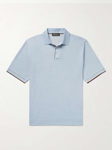 Erkekler Polo Tasarımcı Gömlek Yaz Loro Piana İpek ve Kaşmir Karışık Polos Gömlek Sıradan Üstler Kısa Kollu Tshirt