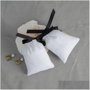 Jewelry Pouches Bags Cotton Gift Party Candy Sack Dstring Pouch With Ribbon 8X11Cm Drop Delivery Packaging Display Otfkn