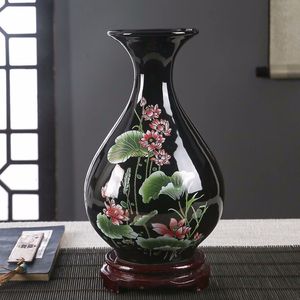 Vases Jingdezhen Ceramic Ware Ugold Glaze Lotus Flower Figure Arrangement Small Vase Chinese Home Living Room Decorative Crafts 230731