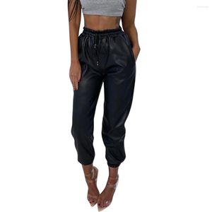 Women's Pants Women Ladies Faux Leather High Waist Joggers Jogging Bottoms Trousers Y2k Style Baggy Woman