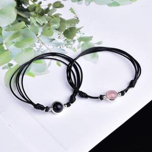 Strand China's Couples Lucky Bead Woven Crystal Strawberry Quartz Jewelry Fidanzate Studente Bracciale Regalo di compleanno per uomini e donne