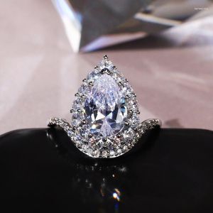 Wedding Rings Creative Pear-Shaped Cubic Zirconia Bridal Simple CZ Engagement Ring For Women Size 6-10