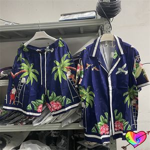 Survêtements pour hommes Casablanca Surf Suit Hommes Femmes 1 Ensembles de bord de mer Hip Hop CASA Shirt Hawaiian Shorts Silk Short Sleeve 230731