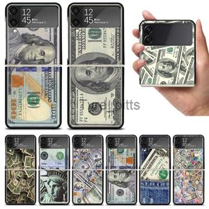Mobiltelefonfodral banknot Dollar Cash Money ZFLIP4 Telefonfodral för Samsung Z Flip3 5G Z Flip 3 5G ZFLIP Cover Mobiltelefon Shell Caso Mobiltelefon Fun X0731